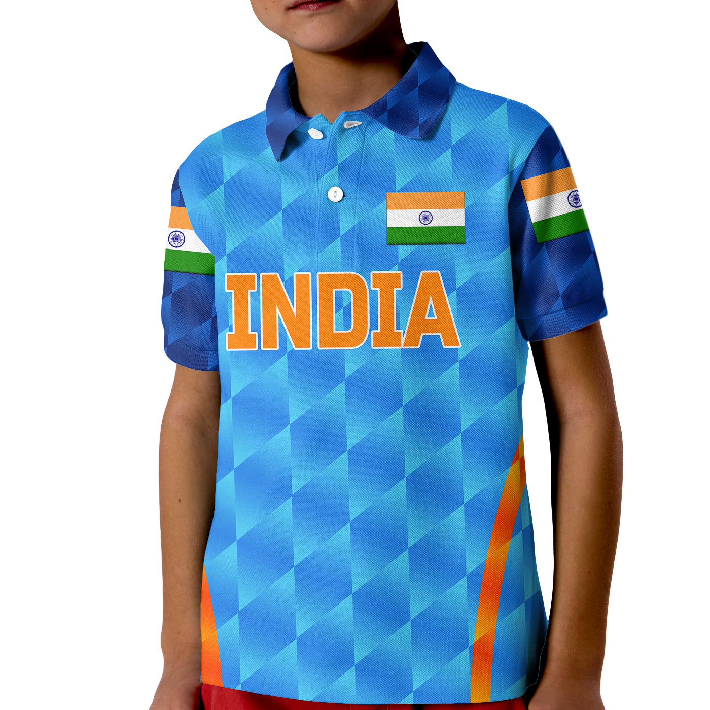 Custom India Cricket Polo Shirt for Kid Men In Blue Unique Light Blue LT8 - Wonder Print Shop