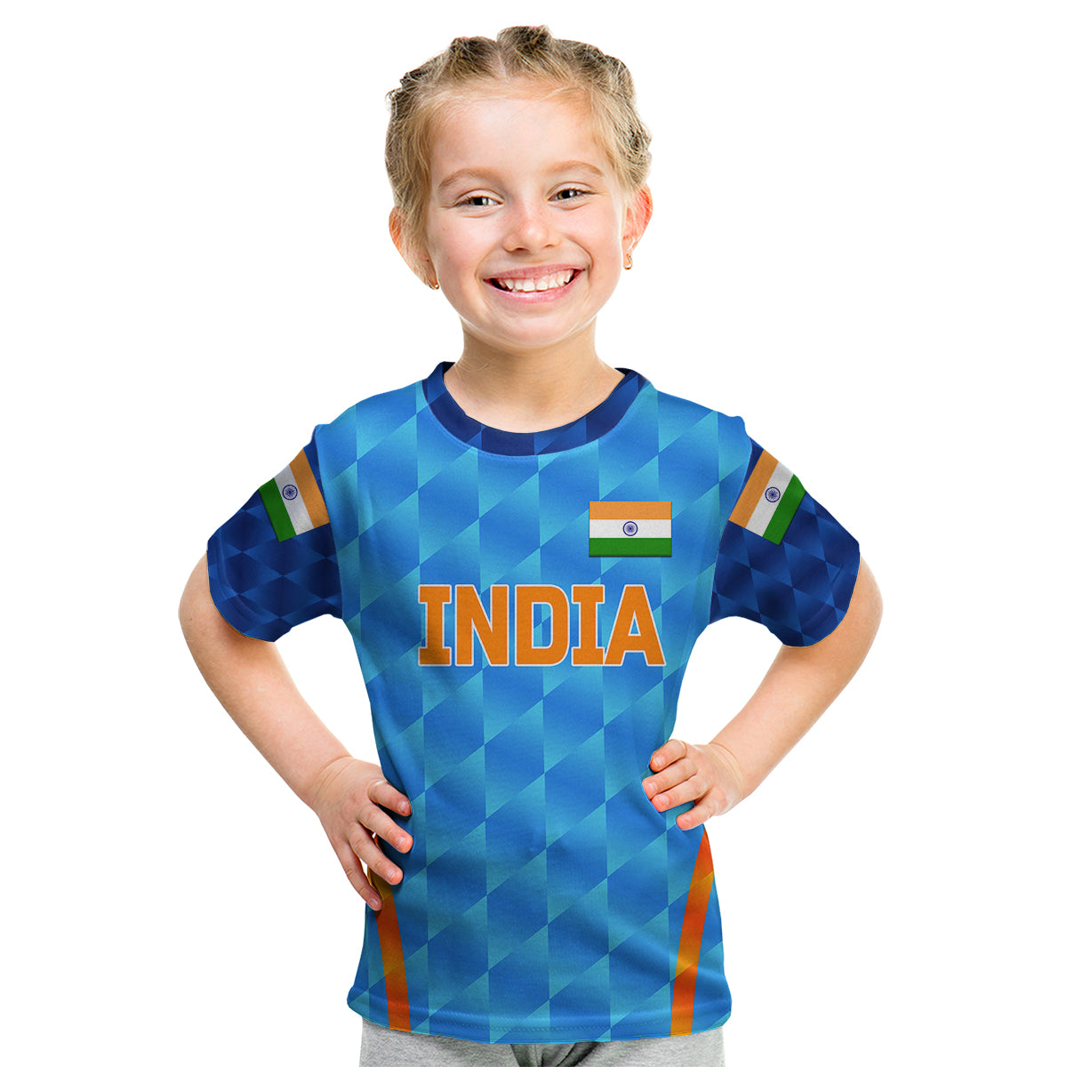 (Custom Personalised) India Cricket Kid T Shirt Men In Blue Unique - Light Blue LT8 - Wonder Print Shop