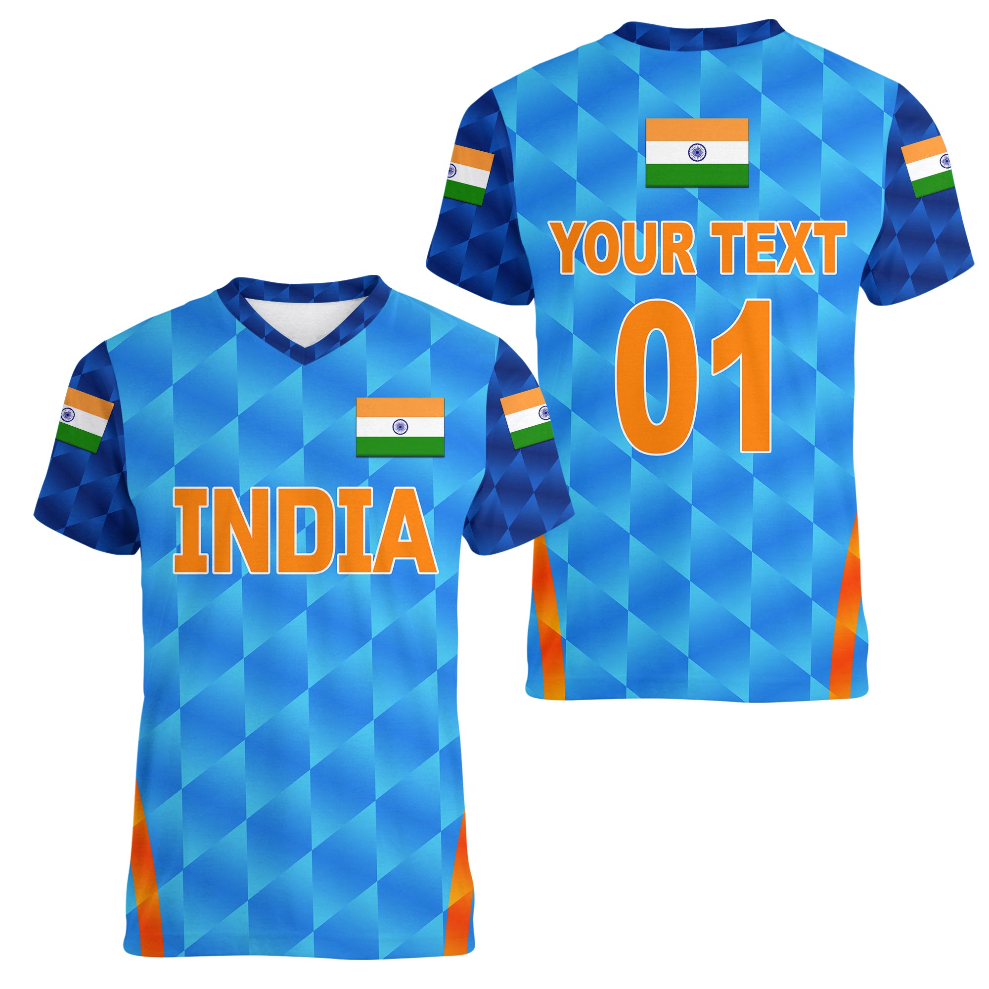 custom-personalised-india-cricket-women-v-neck-t-shirt-men-in-blue-unique-light-blue