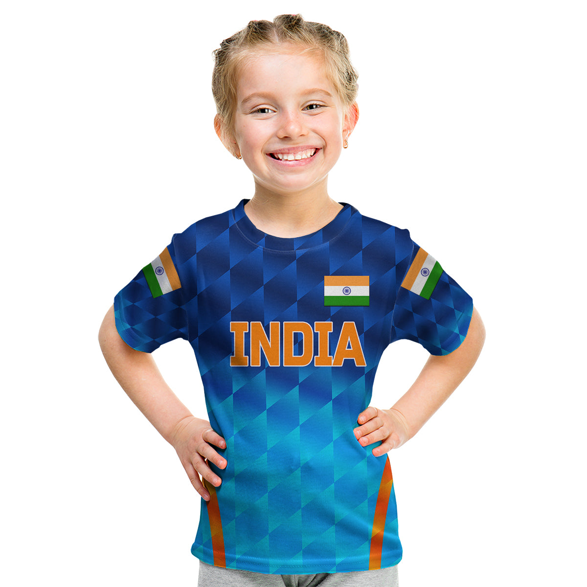 (Custom Personalised) India Cricket Kid T Shirt Men In Blue Unique - Gradient Blue LT8 - Wonder Print Shop