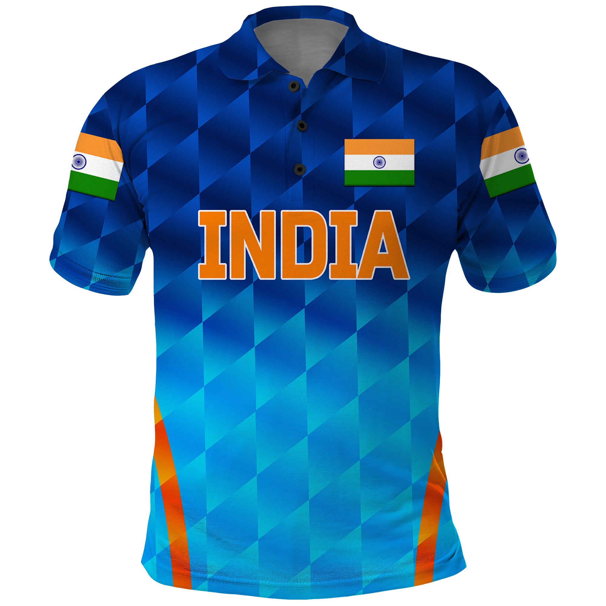 Custom India Cricket Polo Shirt Men In Blue Unique Gradient Blue LT8 - Wonder Print Shop