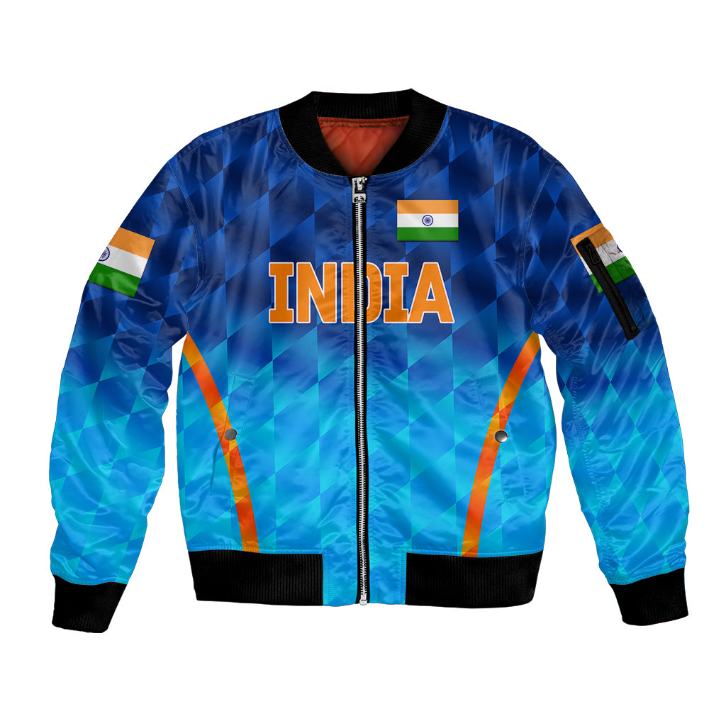 custom-personalised-india-cricket-sleeve-zip-bomber-jacket-men-in-blue-unique-gradient-blue