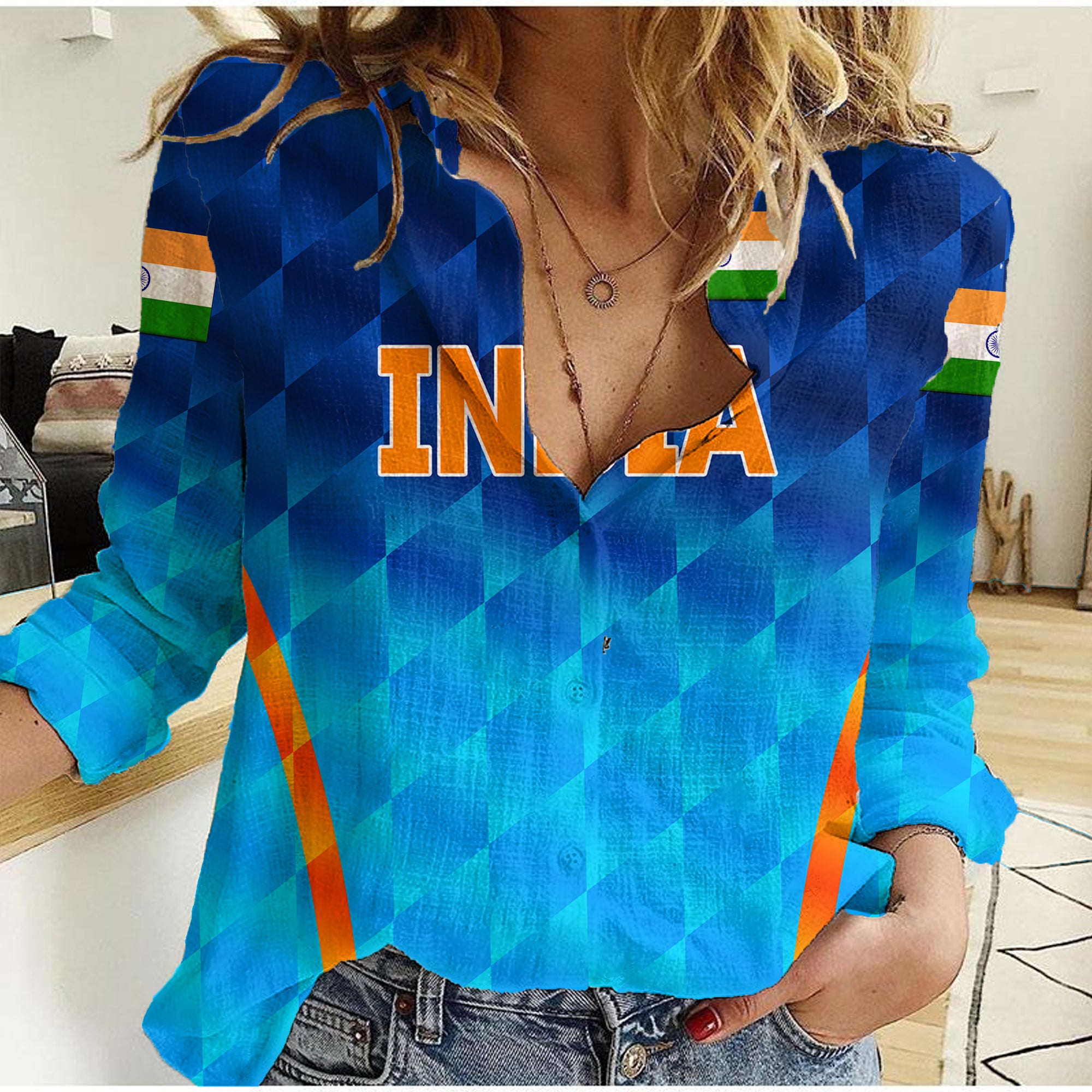 custom-personalised-india-cricket-women-casual-shirt-men-in-blue-unique-gradient-blue