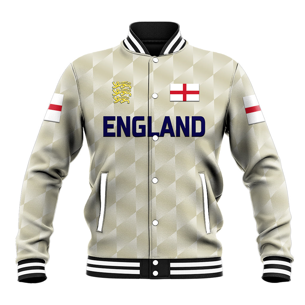 (Custom Personalised) England Cricket Baseball Jacket Unique - Beige LT8 - Wonder Print Shop