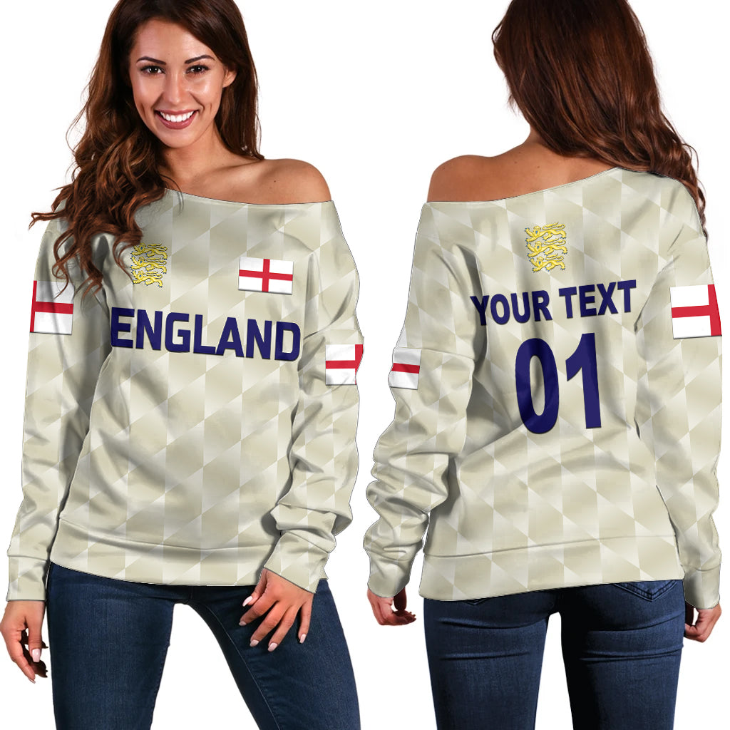 (Custom Personalised) England Cricket Off Shoulder Sweater Unique - Beige LT8 - Wonder Print Shop