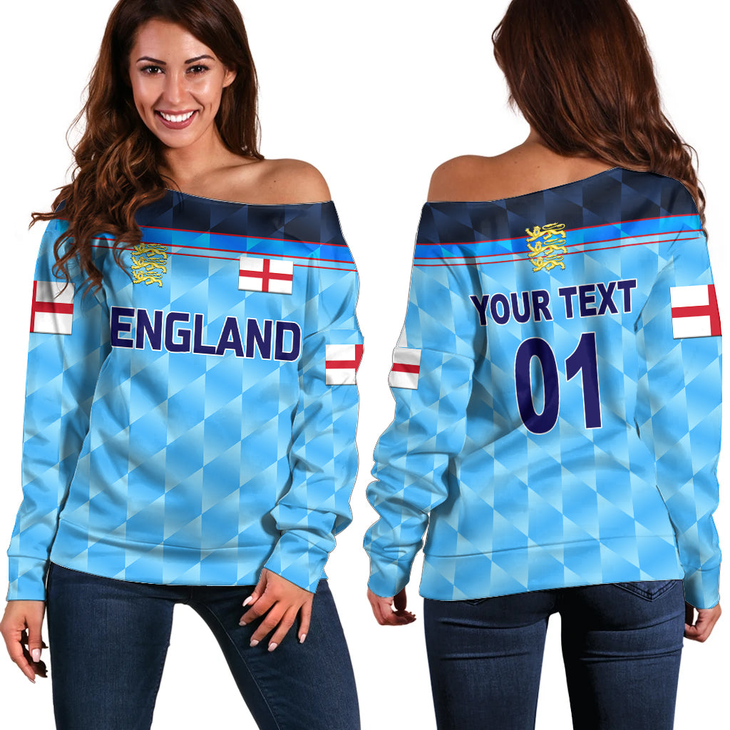 (Custom Personalised) England Cricket Off Shoulder Sweater Unique - Blue LT8 - Wonder Print Shop