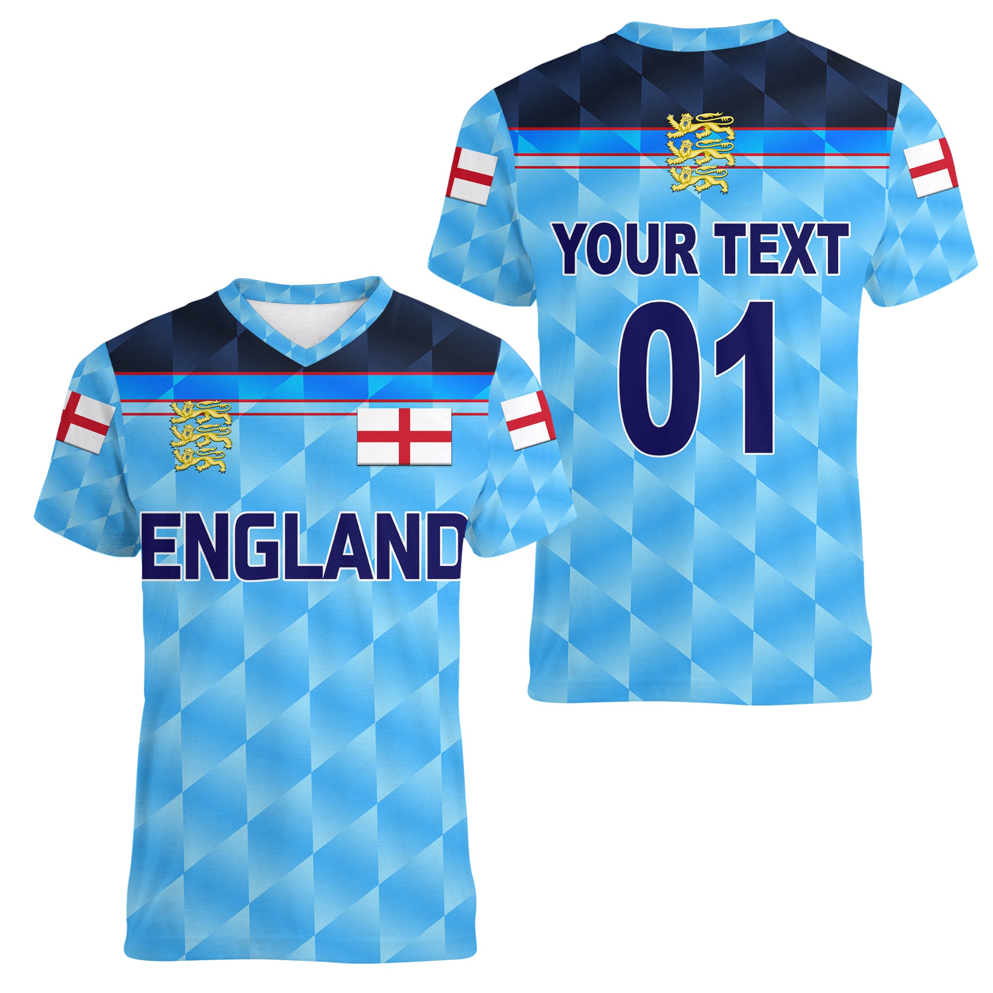 custom-personalised-england-cricket-women-v-neck-t-shirt-unique-blue