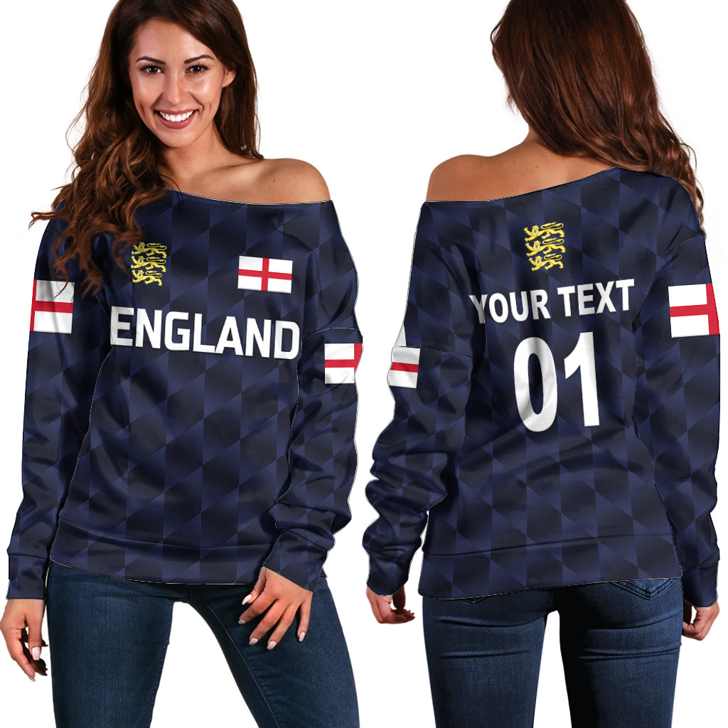 (Custom Personalised) England Cricket Off Shoulder Sweater Unique - Navy LT8 - Wonder Print Shop