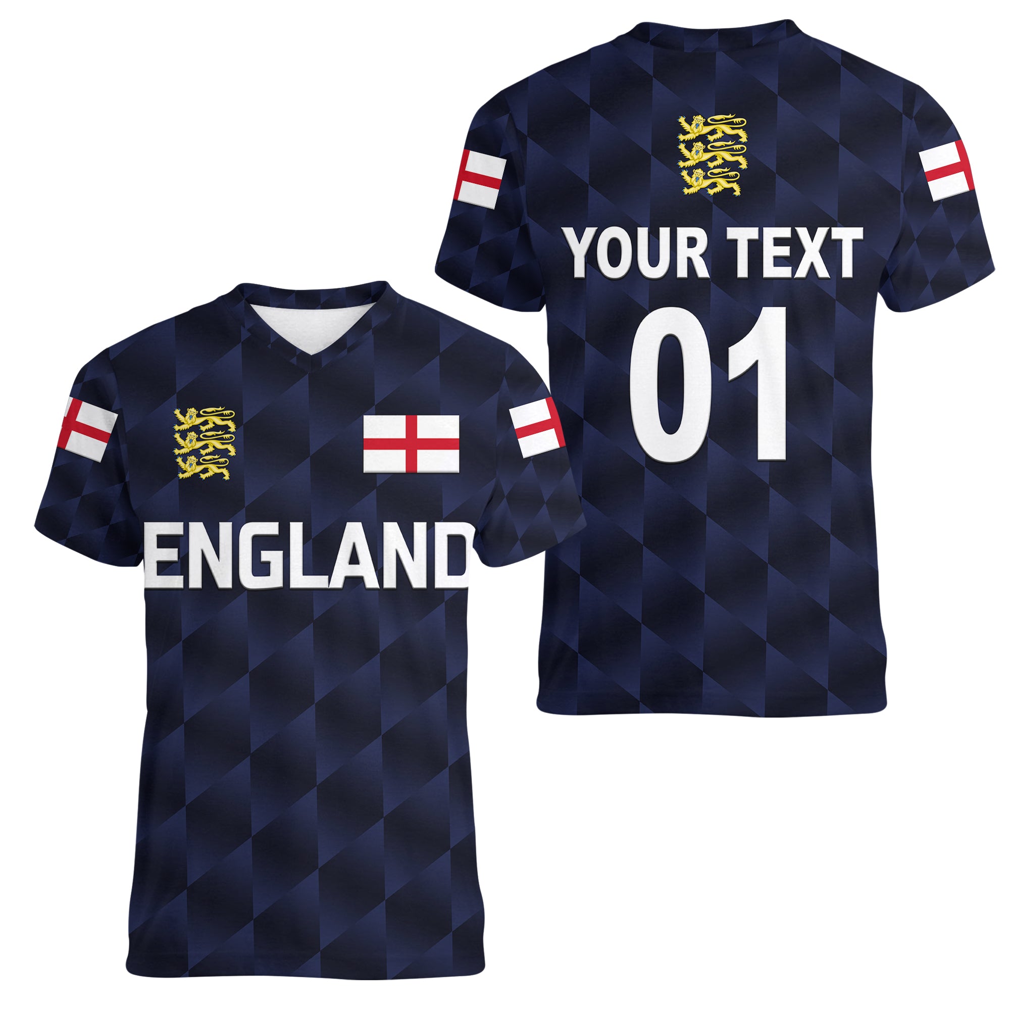 custom-personalised-england-cricket-women-v-neck-t-shirt-unique-navy