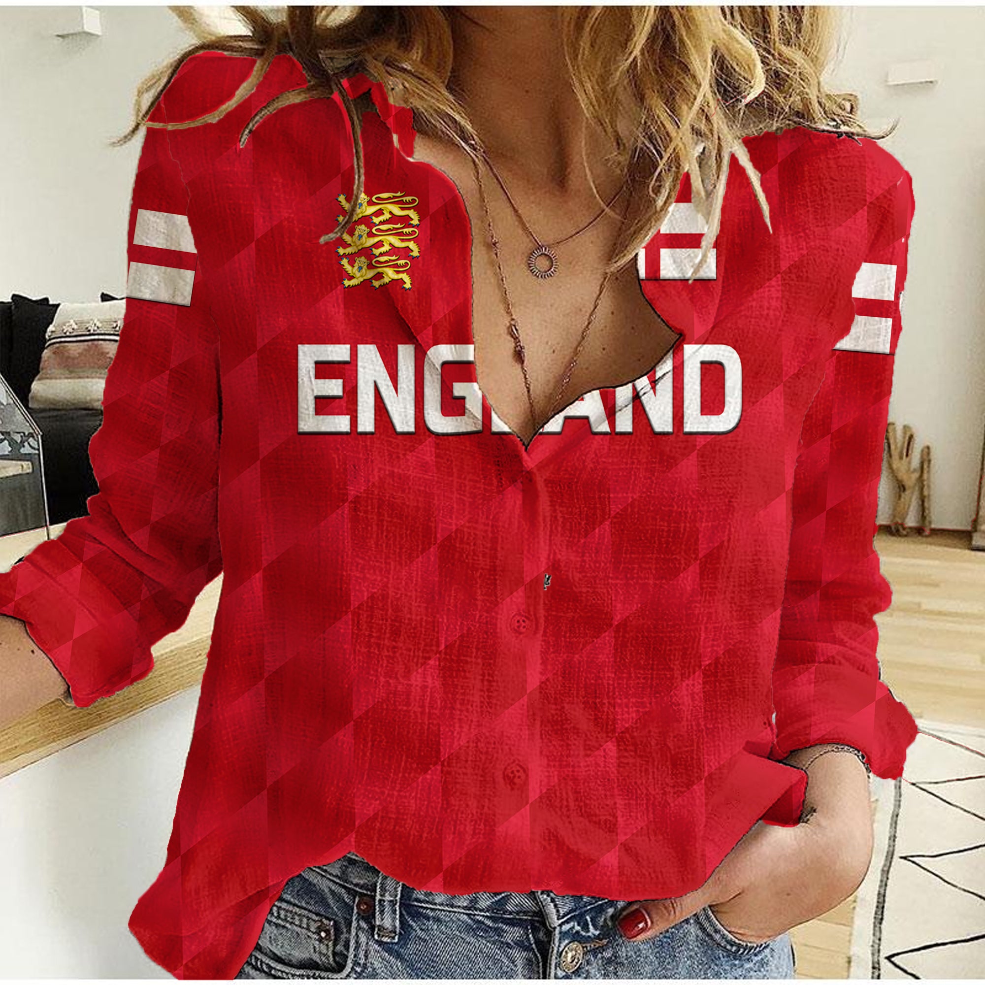 custom-personalised-england-cricket-women-casual-shirt-unique-red