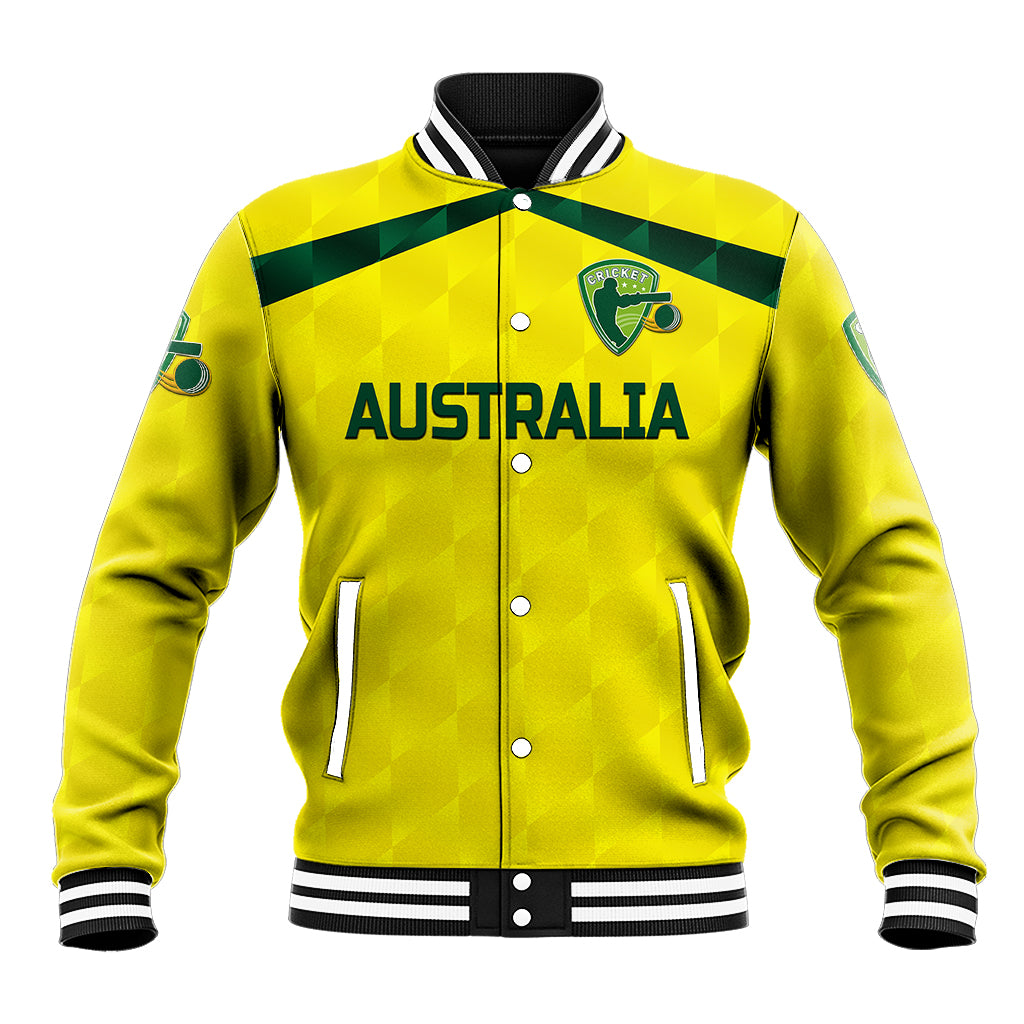 (Custom Personalised) Australia Cricket Baseball Jacket Aussie Unique - Yellow LT8 - Wonder Print Shop