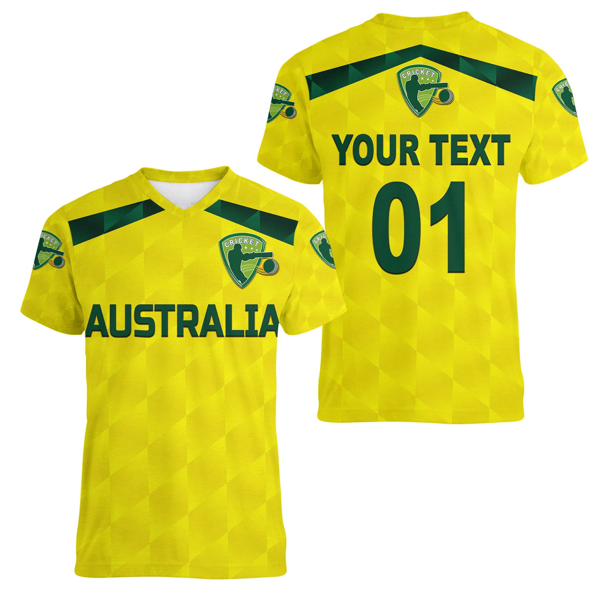 custom-personalised-australia-cricket-women-v-neck-t-shirt-aussie-unique-yellow