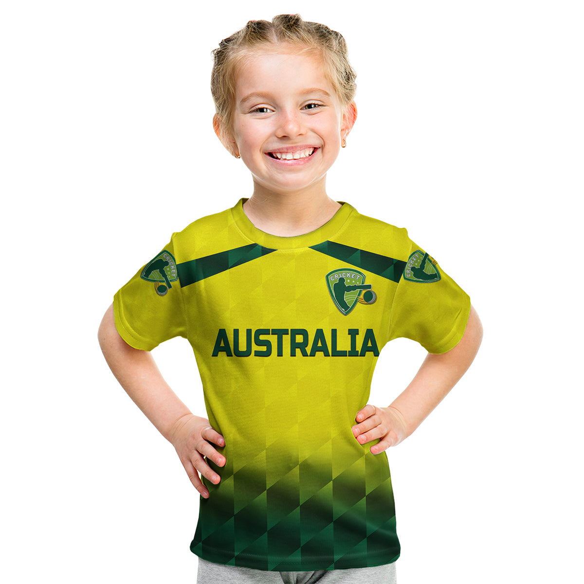 (Custom Personalised) Australia Cricket Kid T Shirt Aussie Unique - Gradient Yellow Vibes LT8 - Wonder Print Shop