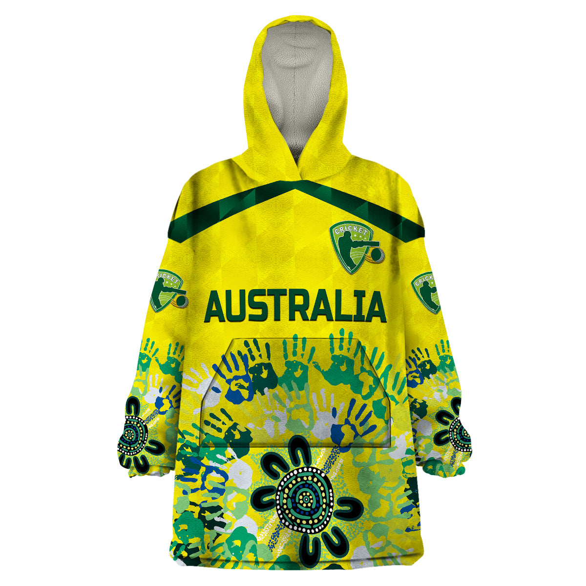 custom-personalised-australia-cricket-wearable-blanket-hoodie-aboriginal-style-unique-yellow