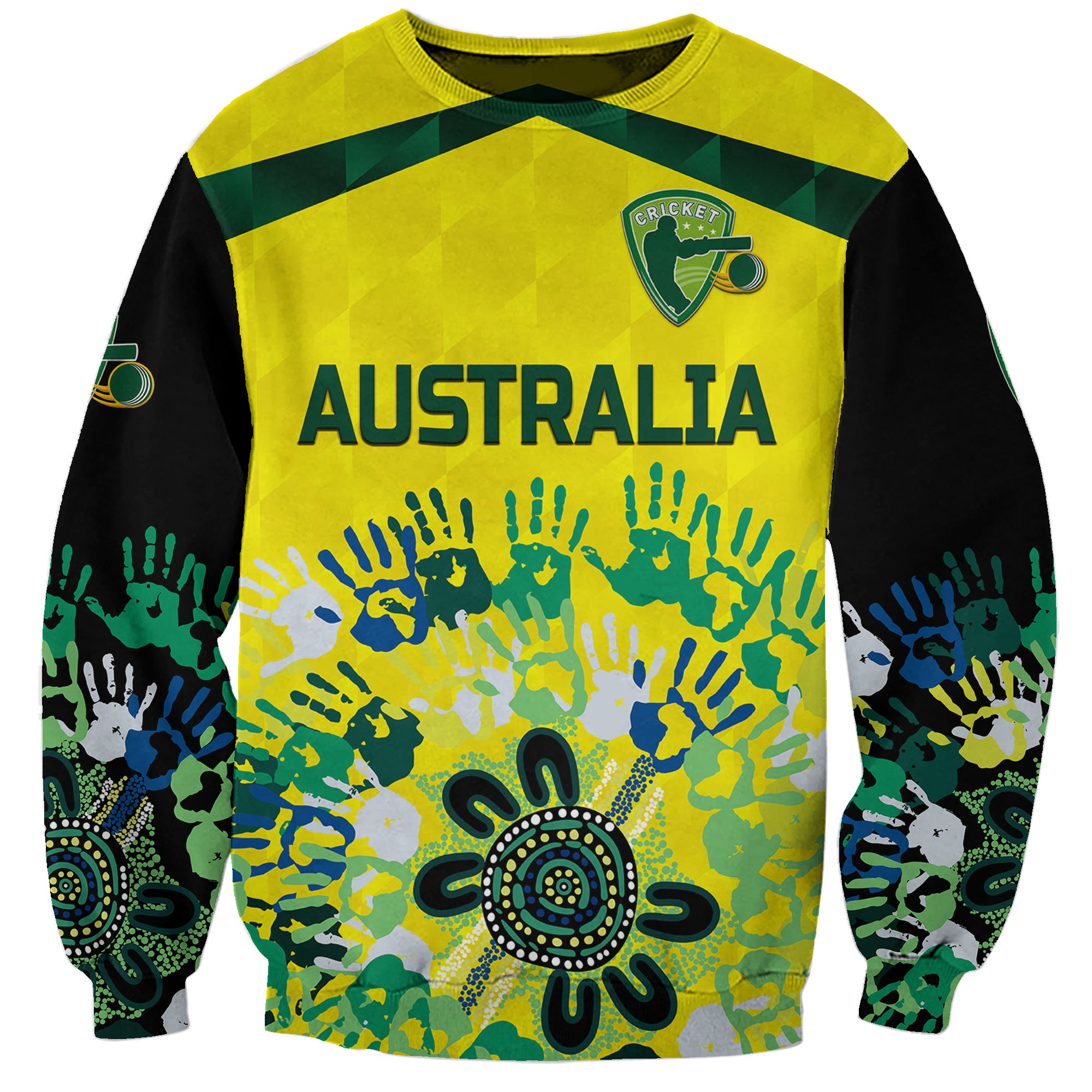 custom-personalised-australia-cricket-sweatshirt-aboriginal-style-unique-black