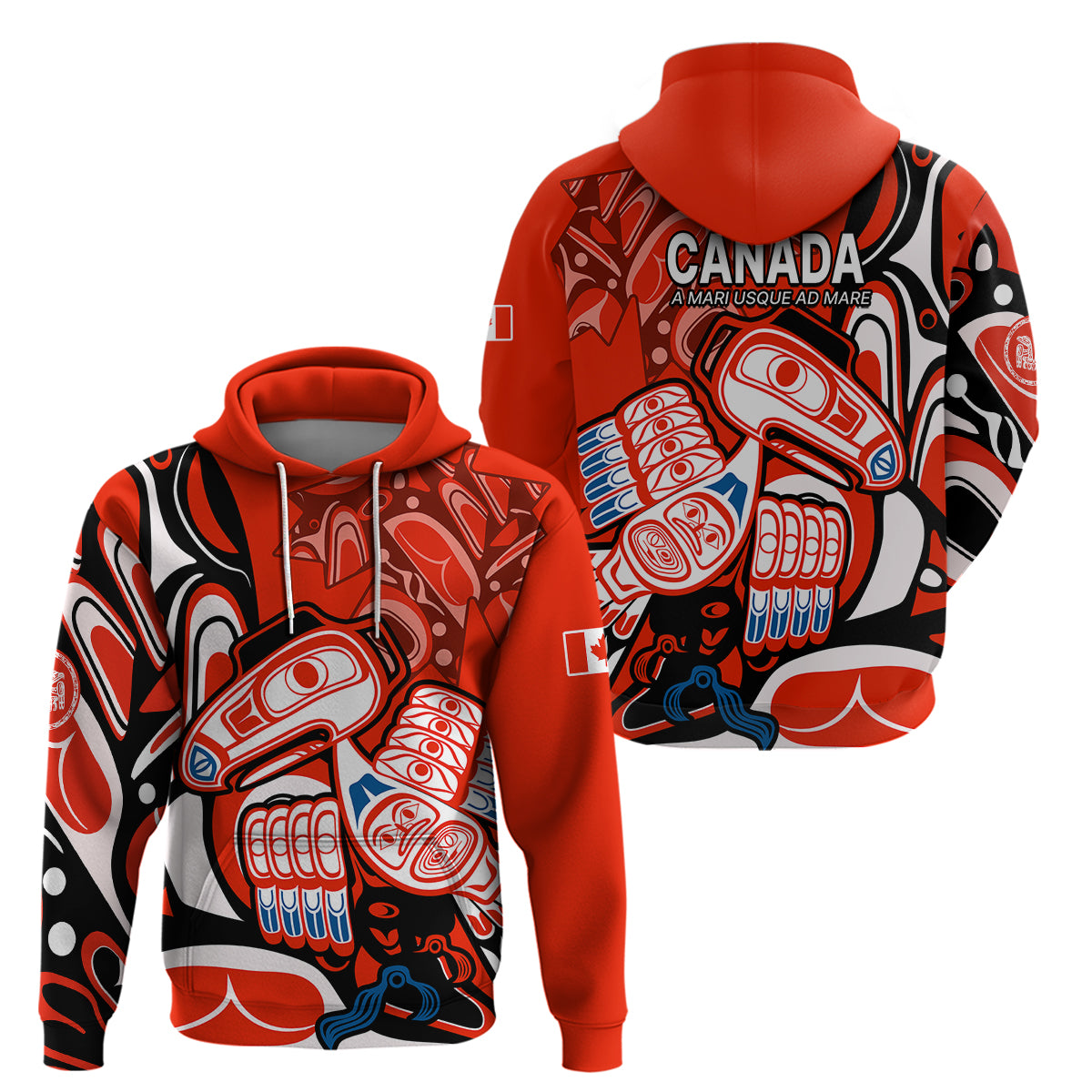 Canada Haida Hoodie Classic Haida Stylized Raven in Red - Wonder Print Shop