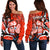 Canada Haida Off Shoulder Sweater Classic Haida Stylized Raven in red - Wonder Print Shop