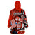 Canada Haida Wearable Blanket Hoodie Classic Haida Stylized Raven in red - Wonder Print Shop