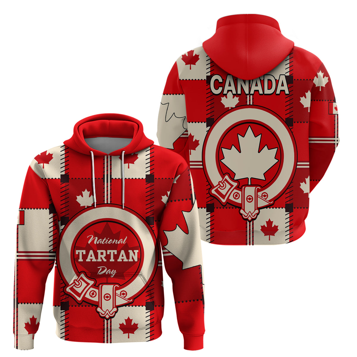 Canada Tartan Day Hoodie Canada Maple Leaf Journee du Tartan - Wonder Print Shop