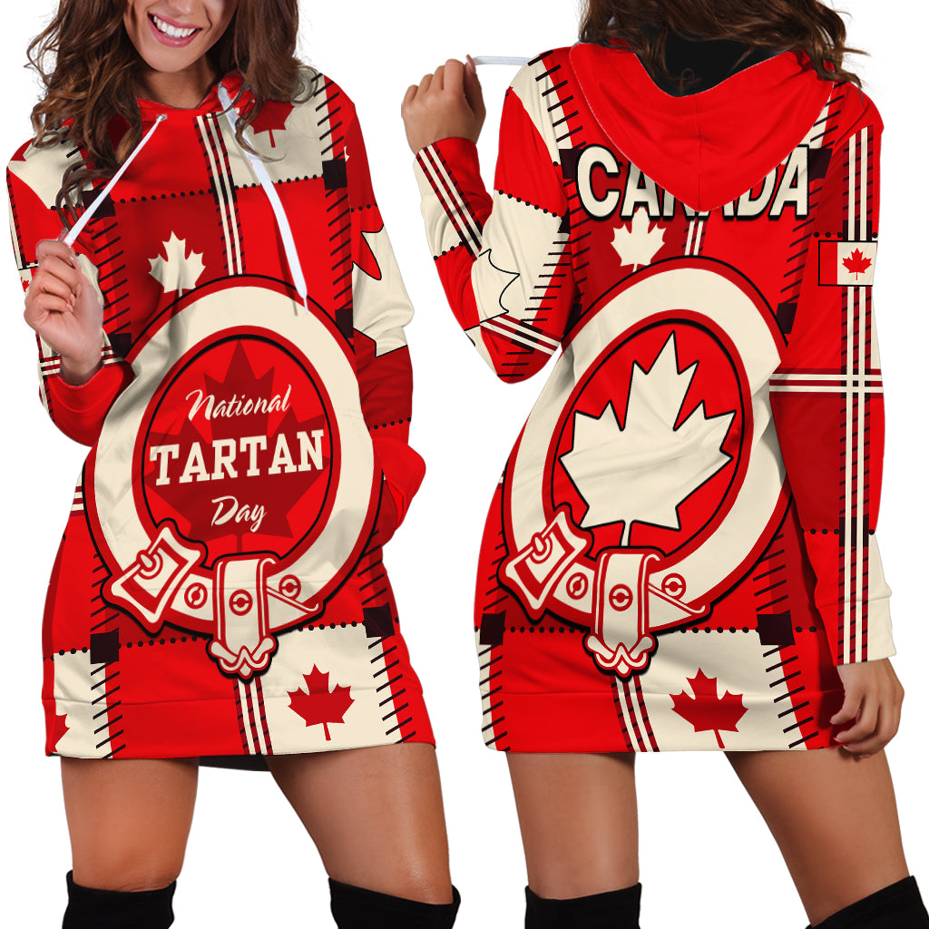 Canada Tartan Day Hoodie Dress Canada Maple Leaf Journee du Tartan - Wonder Print Shop