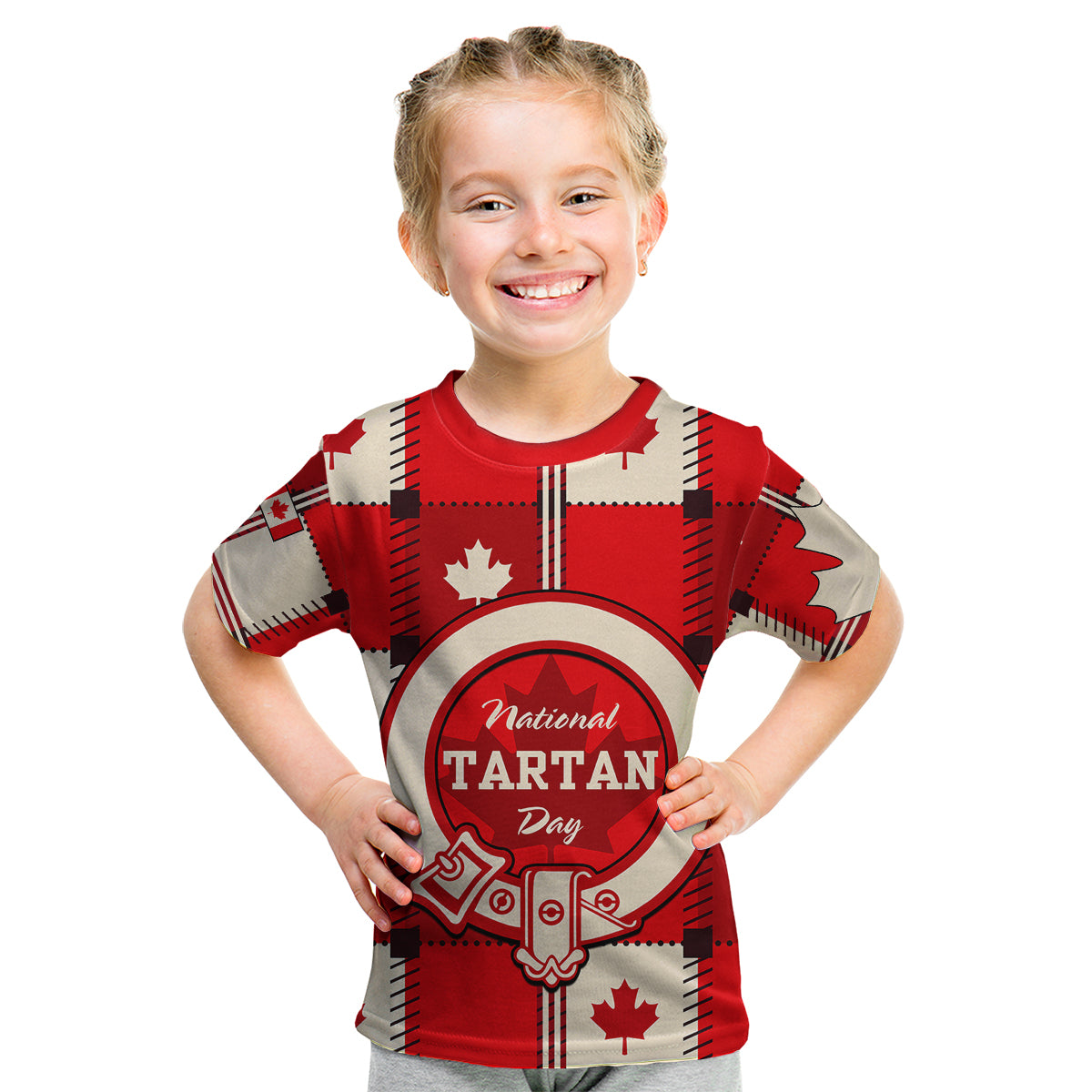 Canada Tartan Day Kid T Shirt Canada Maple Leaf Journee du Tartan - Wonder Print Shop