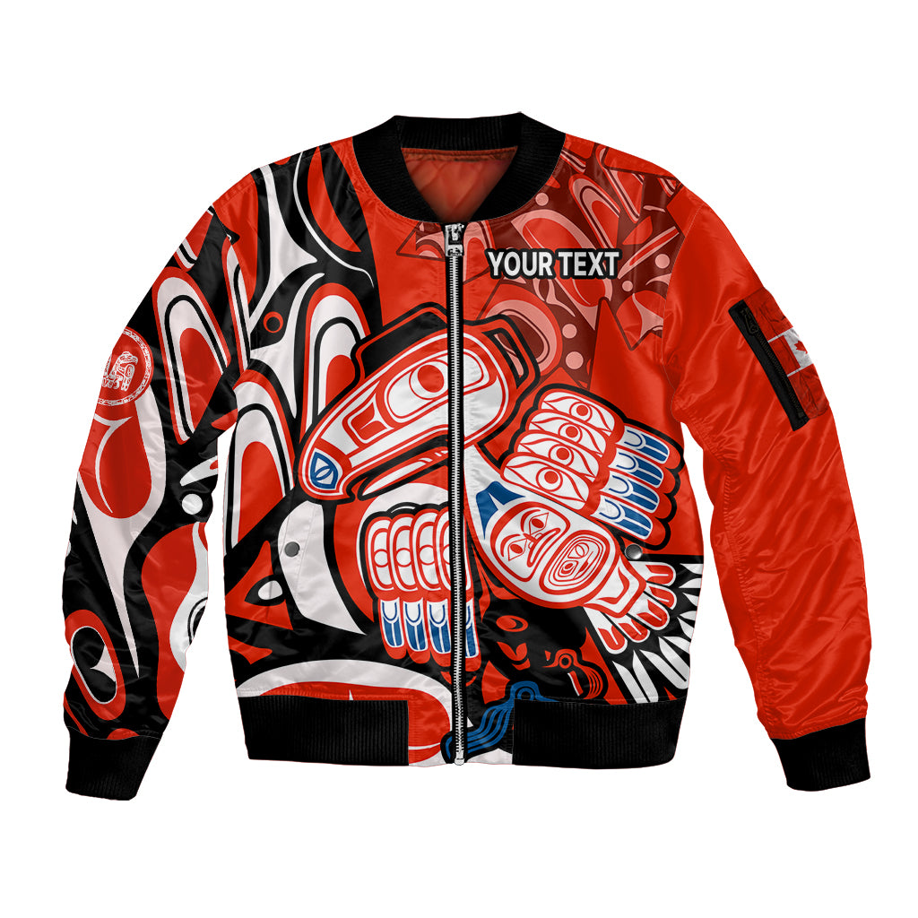 custom-personalised-canada-haida-sleeve-zip-bomber-jacket-classic-haida-stylized-raven-in-red