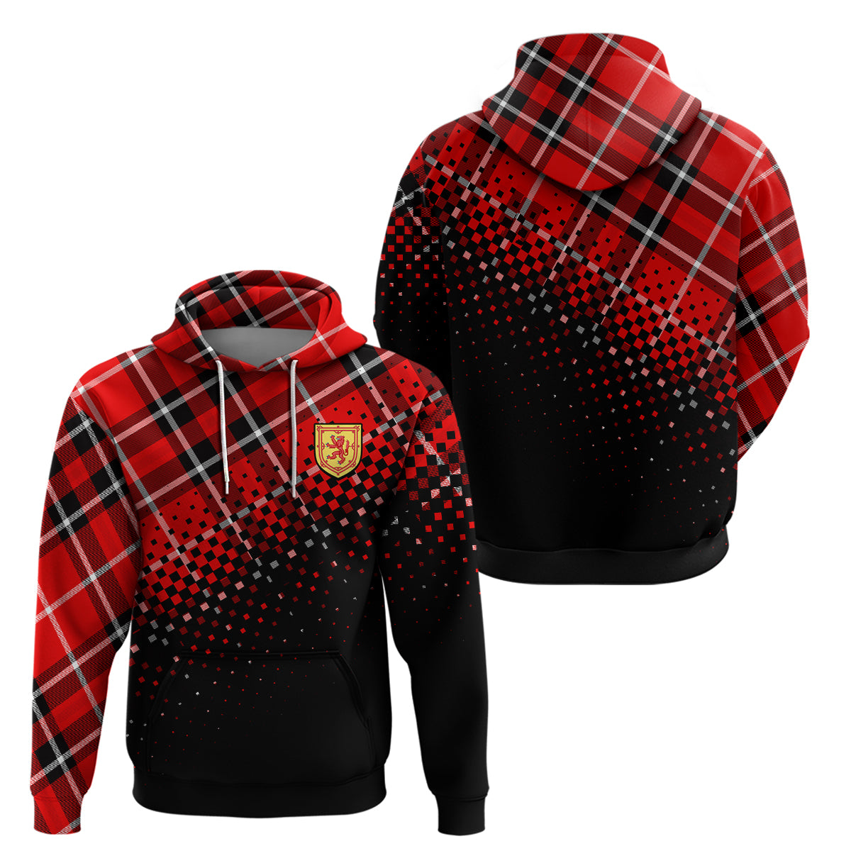 Scottish Gaelic Hoodie Crest Scotland Lion Tartan - Wonder Print Shop