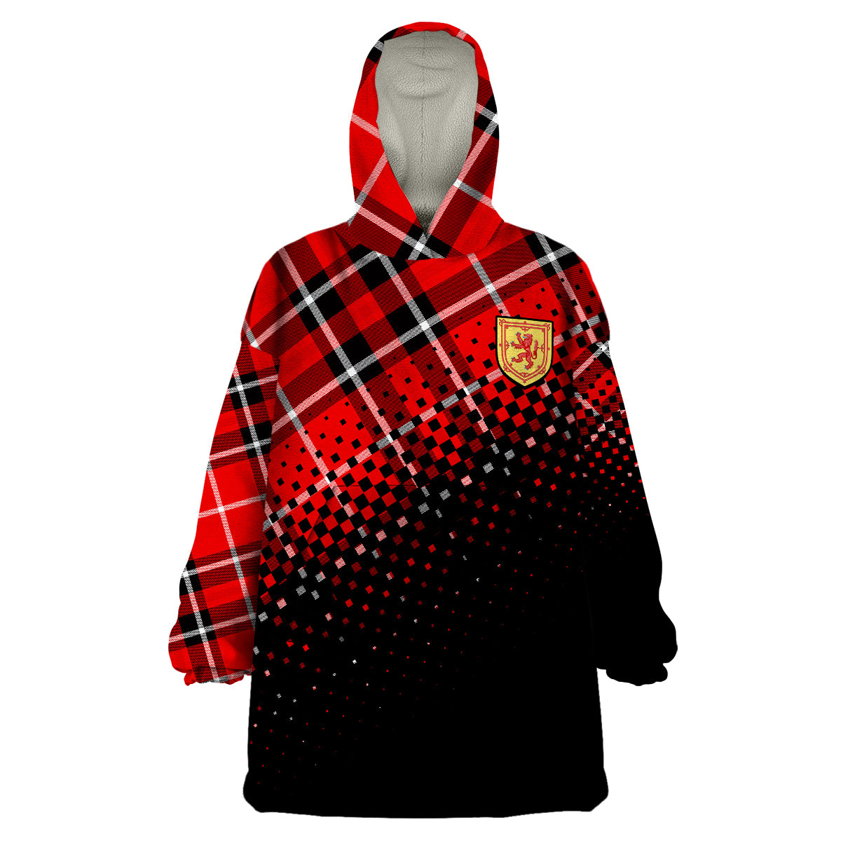 custom-personalised-scottish-gaelic-wearable-blanket-hoodie-crest-scotland-lion-tartan