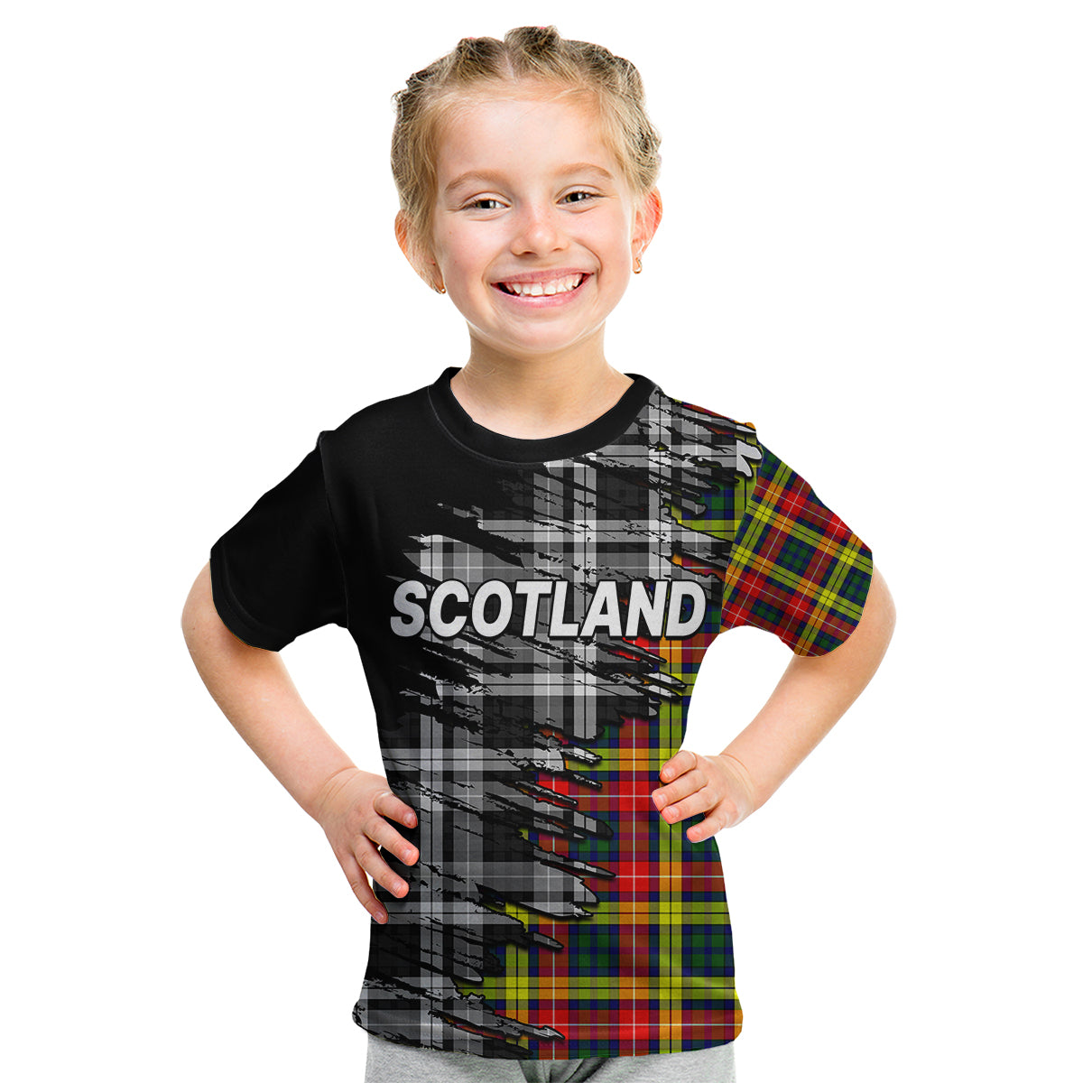 Scottish Tartan Kid T Shirt Scotland Modern Crest Tartan - Wonder Print Shop