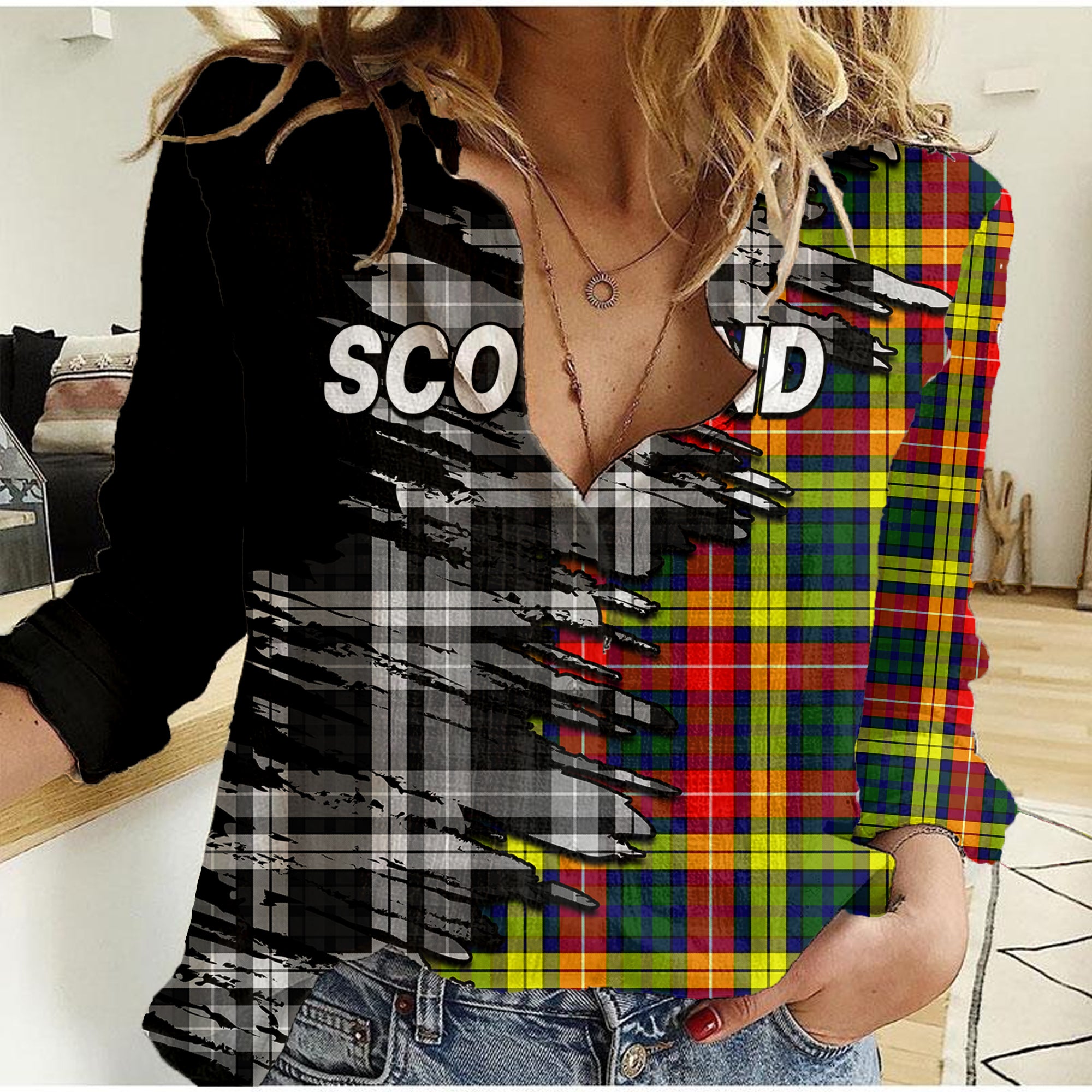 custom-personalised-scottish-tartan-women-casual-shirt-scotland-modern-crest-tartan