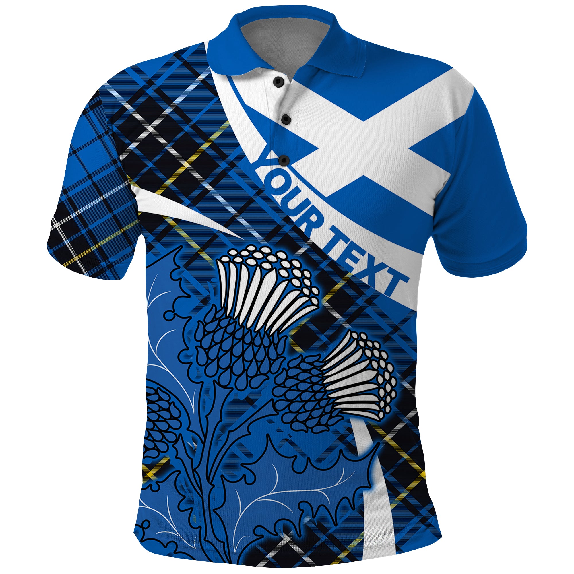 Custom Scottish Thistle Tartan Polo Shirt Scottish Alba Flag Style - Wonder Print Shop