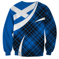 Unisex blue sweatshirt with large white saltire and dark blue plaid sections