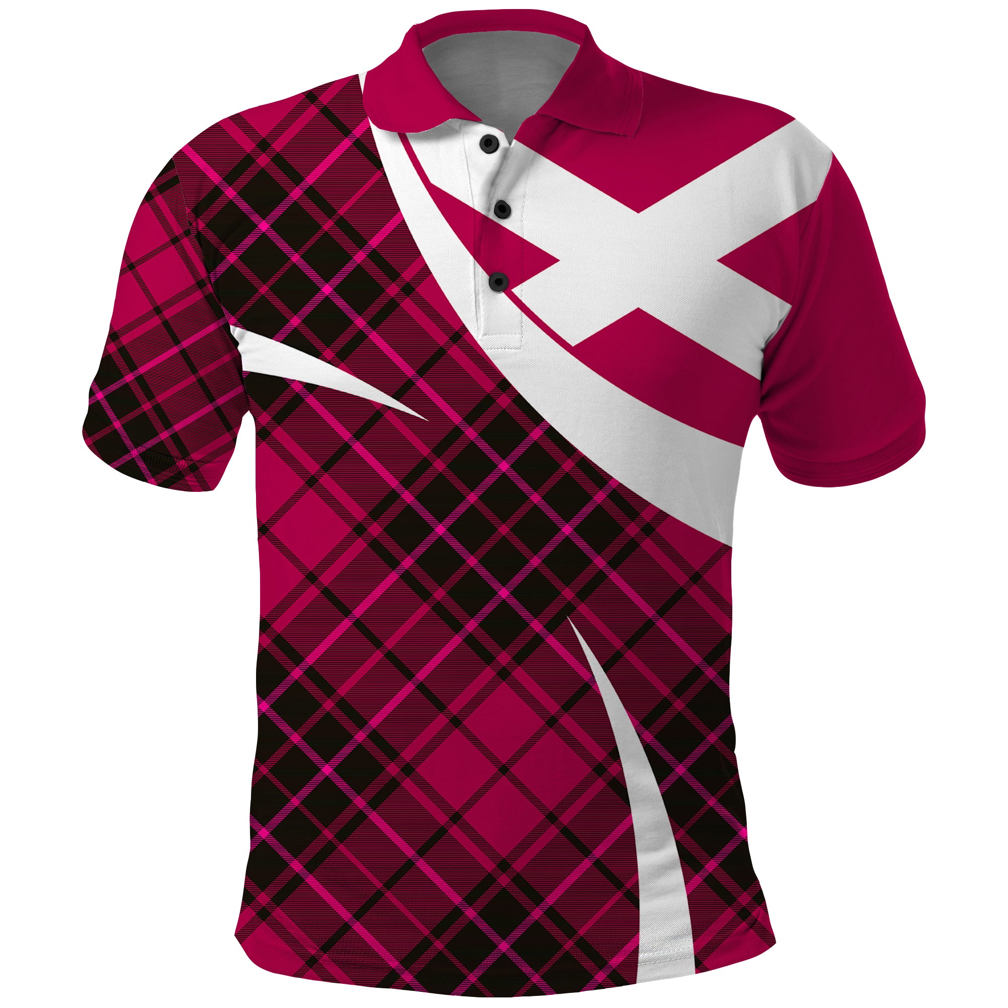 Scottish Alba Flag Polo Shirt Scottish Colourful Tartan Pink Version - Wonder Print Shop