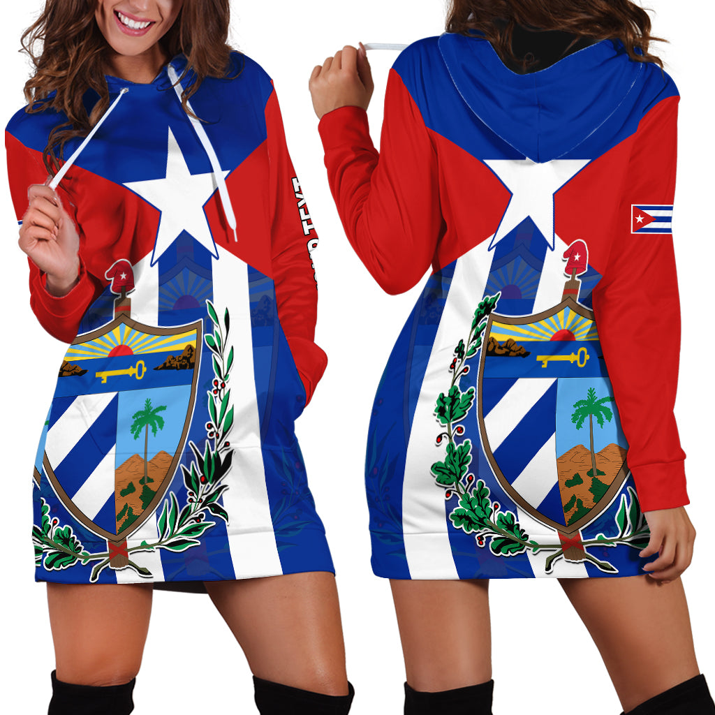 (Custom Personalised) Cuba Simple Coat Of Arms Hoodie Dress - Wonder Print Shop