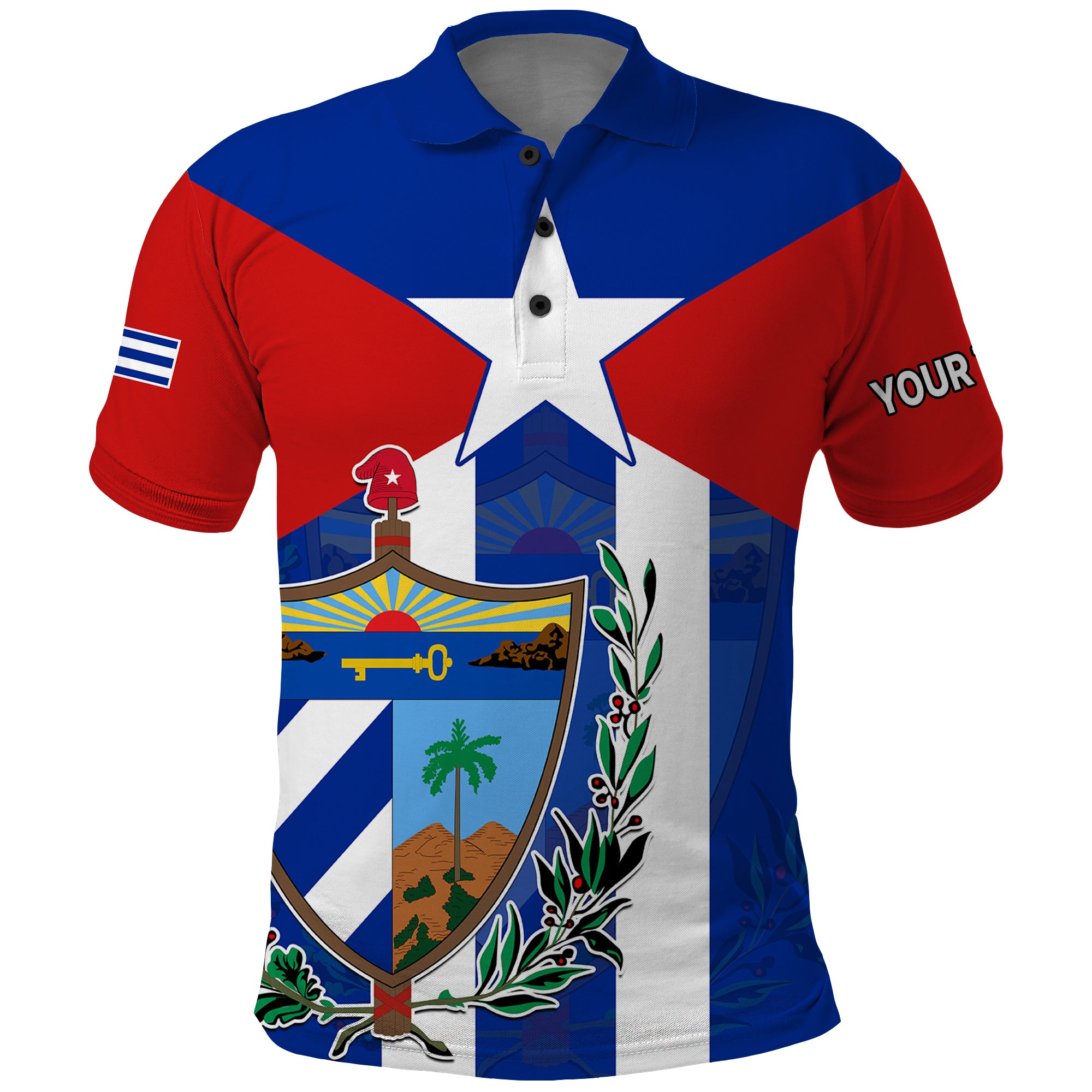 Custom Cuba Simple Polo Shirt Coat Of Arms - Wonder Print Shop