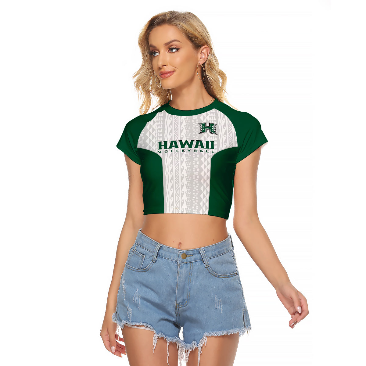 custom-text-and-number-hawaii-volleyball-raglan-cropped-t-shirt-hawaiian-kakau-white-style