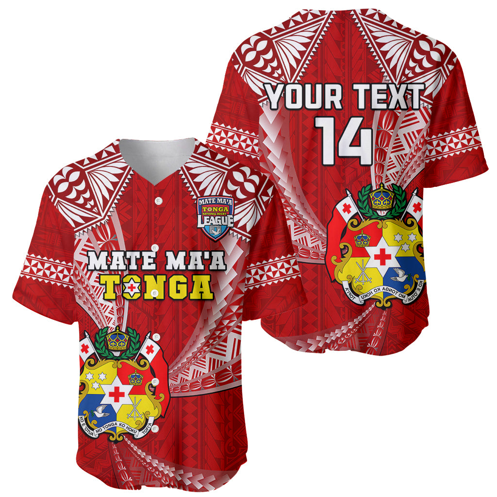 (Custom Text And Number) Tonga Rugby Baseball Jersey Mate Maa Tonga Pacific Tongan Ngatu - Wonder Print Shop