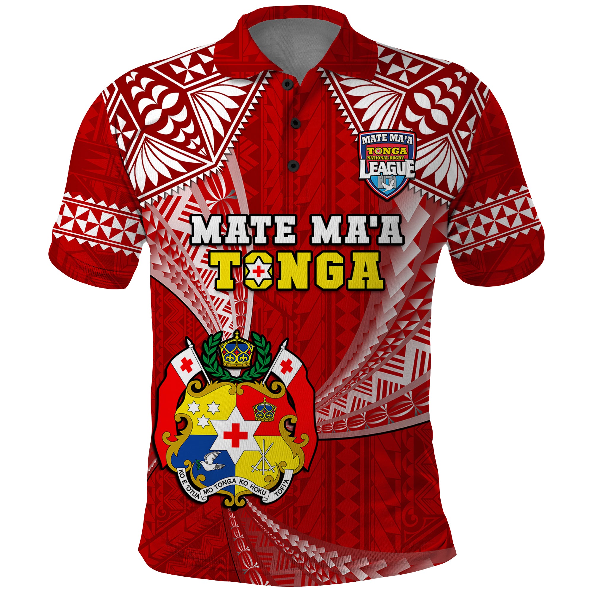 (Custom Text And Number) Tonga Rugby Polo Shirt Mate Maa Tonga Pacific Tongan Ngatu - Wonder Print Shop