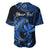 (Custom Personalised) Hawaii Hammerhead Shark Baseball Jersey Polynesian Kakau With Kanaka Blue - Wonder Print Shop