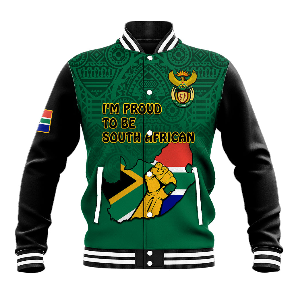 South Africa Baseball Jacket African Pattern Happy Freedom Day Green Version - Wonder Print Shop