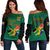 South Africa Off Shoulder Sweater African Pattern Happy Freedom Day Green Version - Wonder Print Shop