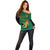 South Africa Off Shoulder Sweater African Pattern Happy Freedom Day Green Version - Wonder Print Shop