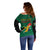 South Africa Off Shoulder Sweater African Pattern Happy Freedom Day Green Version - Wonder Print Shop