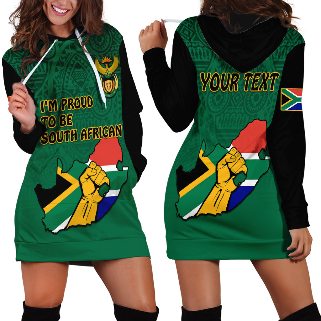 (Custom Personalised) South Africa Hoodie Dress African Pattern Happy Freedom Day Green Version - Wonder Print Shop