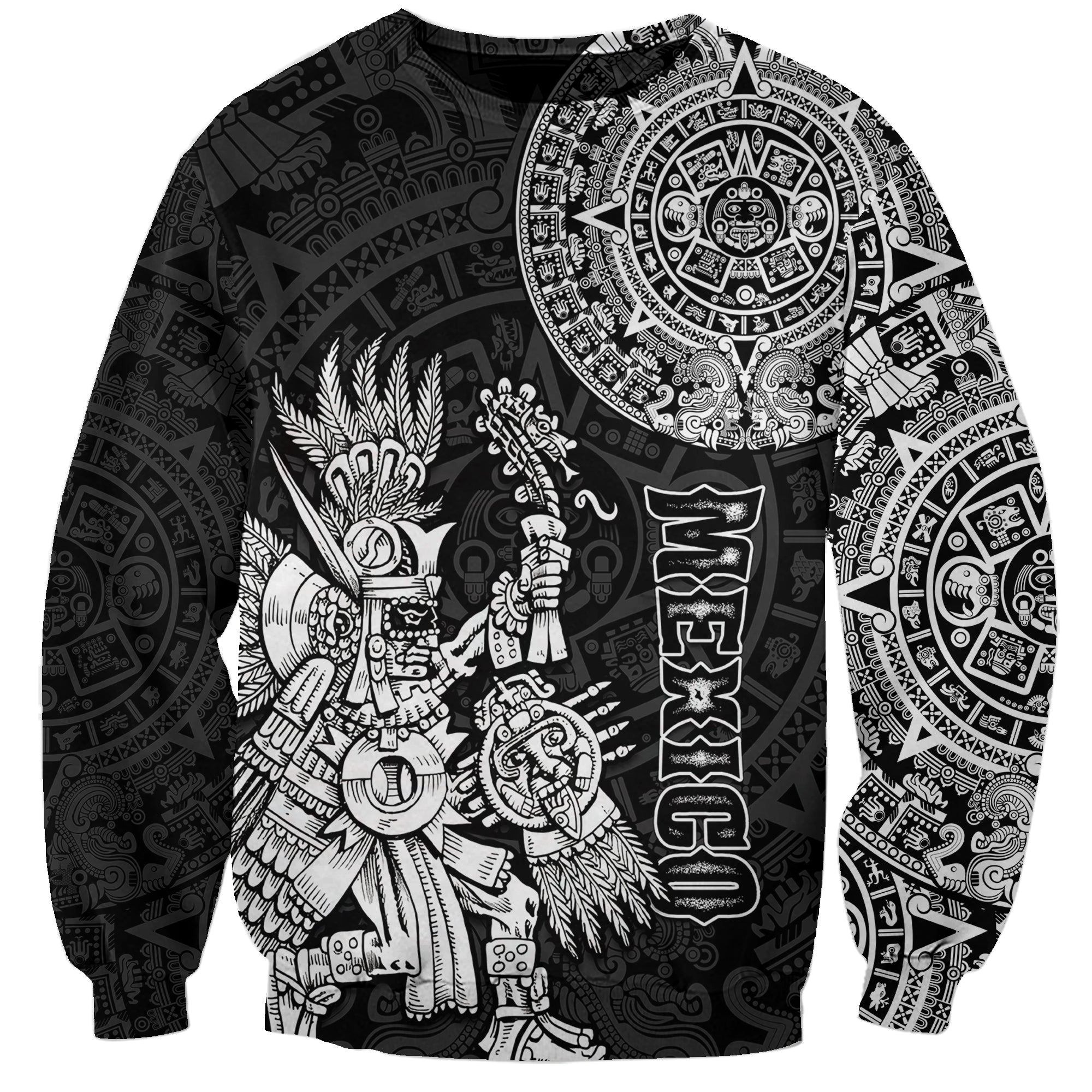 custom-personalised-mexico-aztec-sweatshirt-el-calendario-maya-mix-huitzilopochtli-black