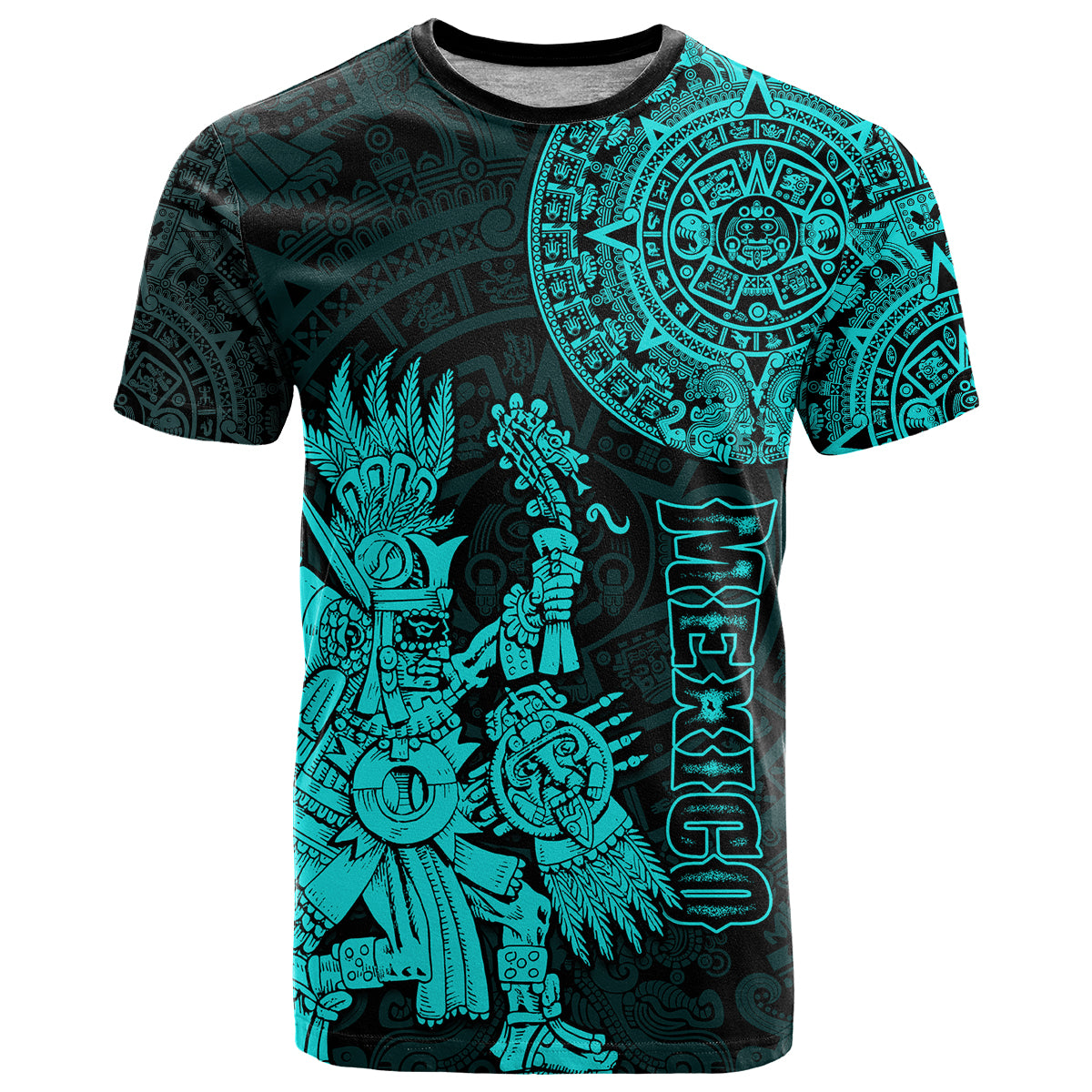 custom-personalised-mexico-aztec-t-shirt-el-calendario-maya-mix-huitzilopochtli-turquoise