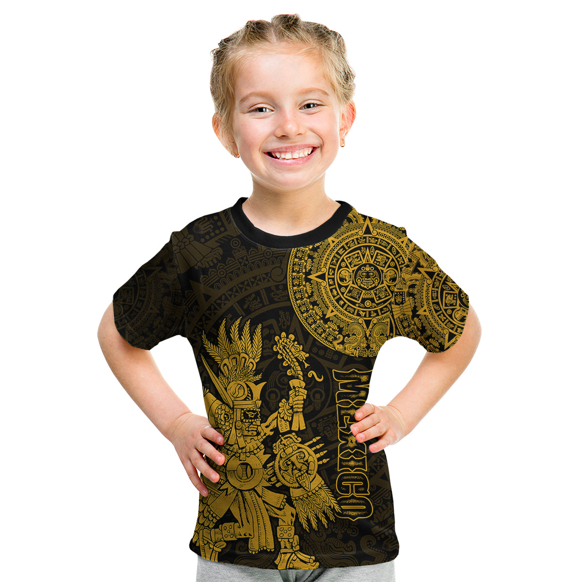 custom-personalised-mexico-aztec-kid-t-shirt-el-calendario-maya-mix-huitzilopochtli-gold