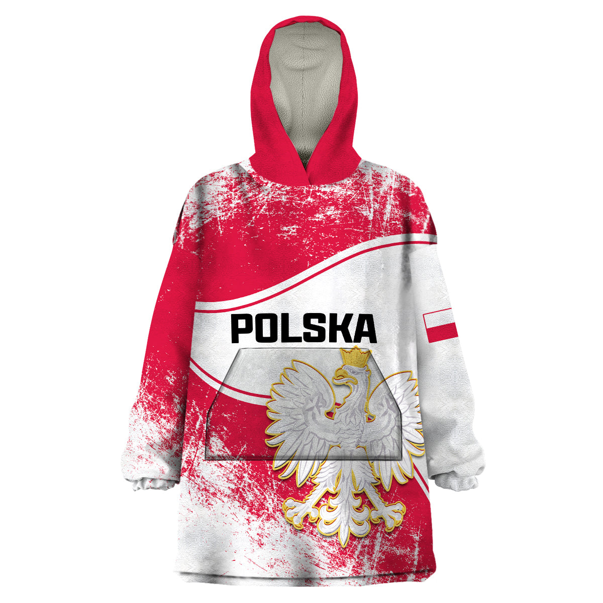 Poland Constitution Day Wearable Blanket Hoodie Coat Of Arms Grunge Style - Wonder Print Shop