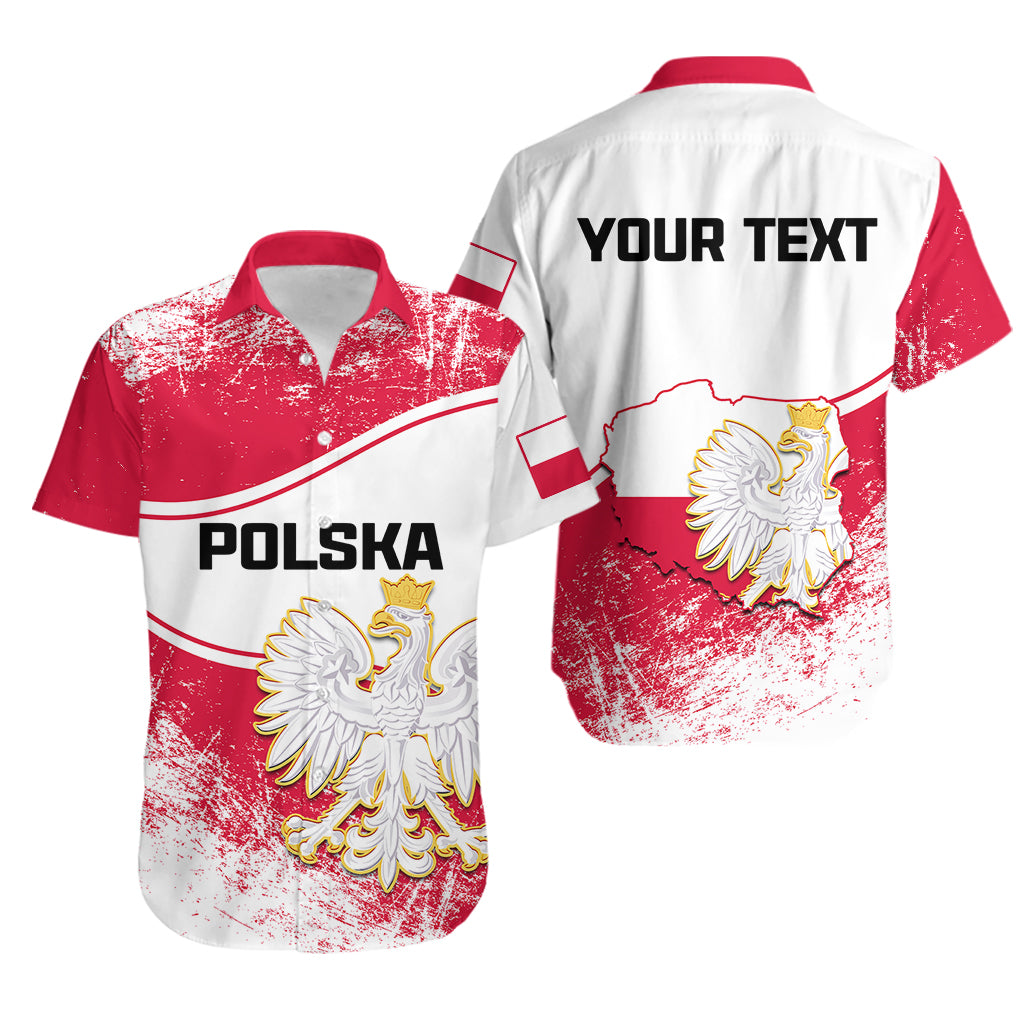 (Custom Personalised) Poland Constitution Day Hawaiian Shirt Coat Of Arms Grunge Style - Wonder Print Shop