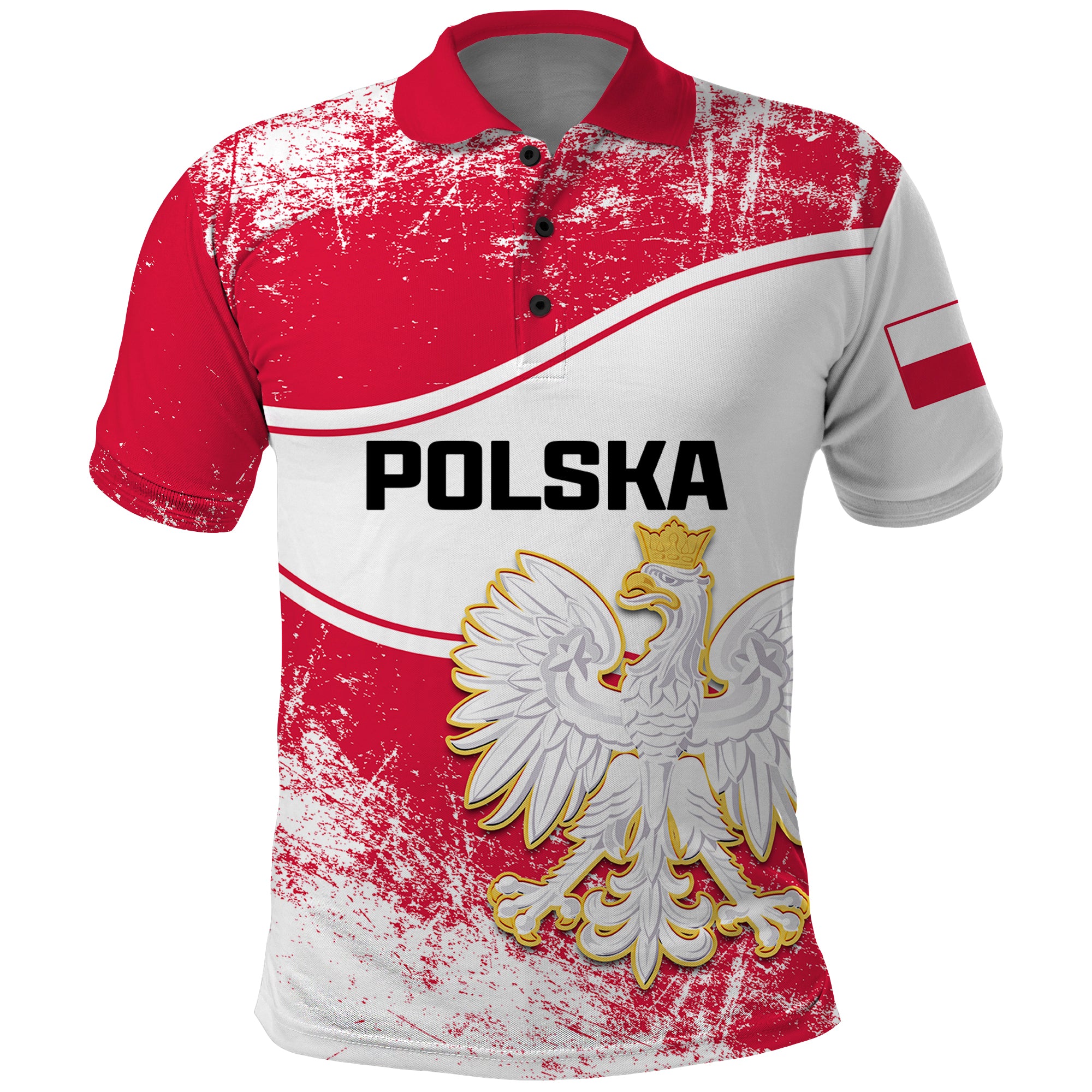 Custom Poland Constitution Day Polo Shirt Coat Of Arms Grunge Style - Wonder Print Shop